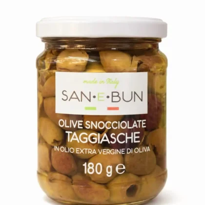 Oliwki Taggiasche San e Bun bez pestek w oliwie extra virgin.