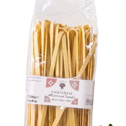 Opakowanie 250g włoskiego makaronu tagliatelle z truflą marki Sassone Tartufi