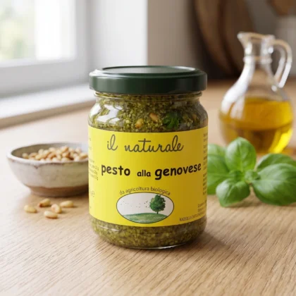 Słoiczek 120g ekologicznego włoskiego Pesto alla Genovese marki il naturale.