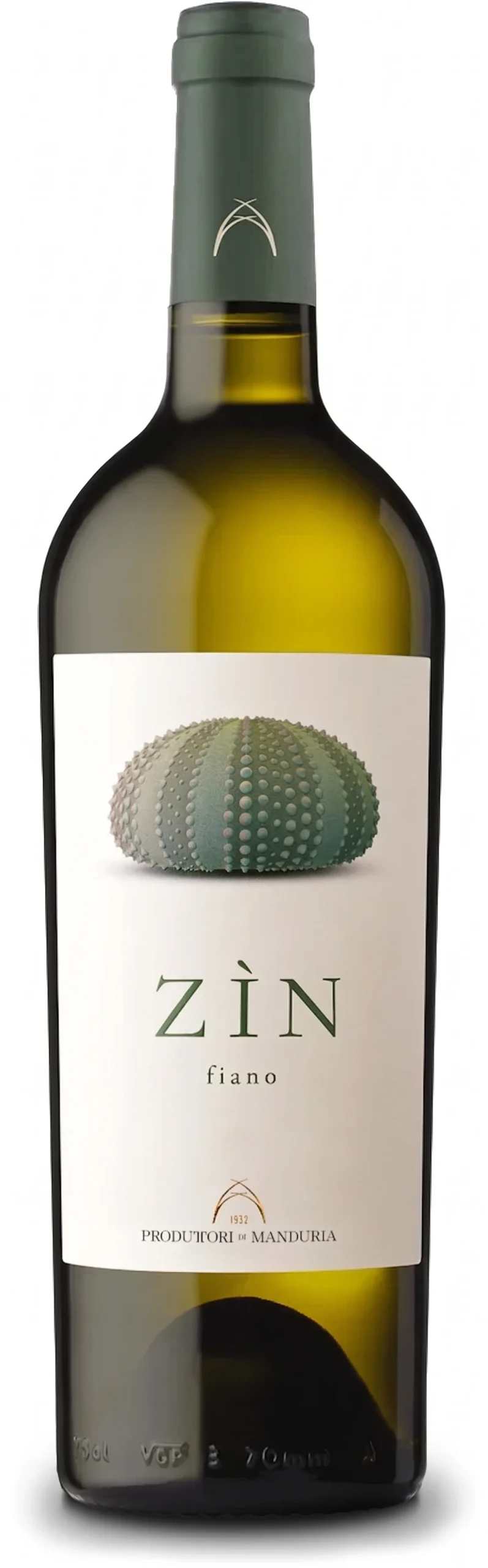 Butelka włoskiego białego wina wytrawnego Zìn Salento IGP Fiano z regionu Puglia (Apulia).